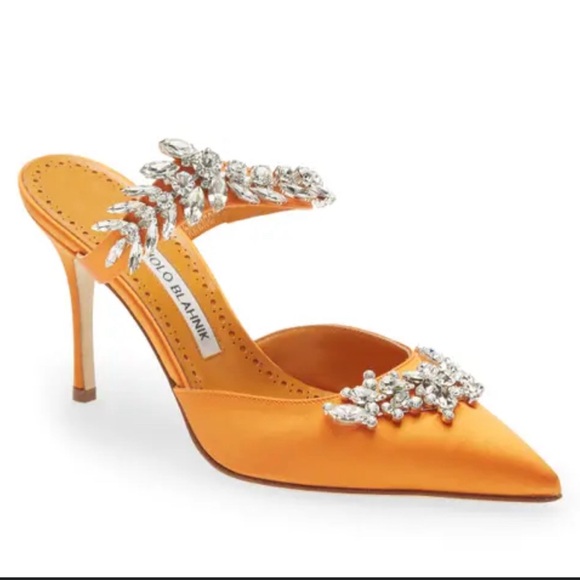 Lurum Crystal Leaf Pointed Toe Mule (Women)Manolo Blahnik size 39
